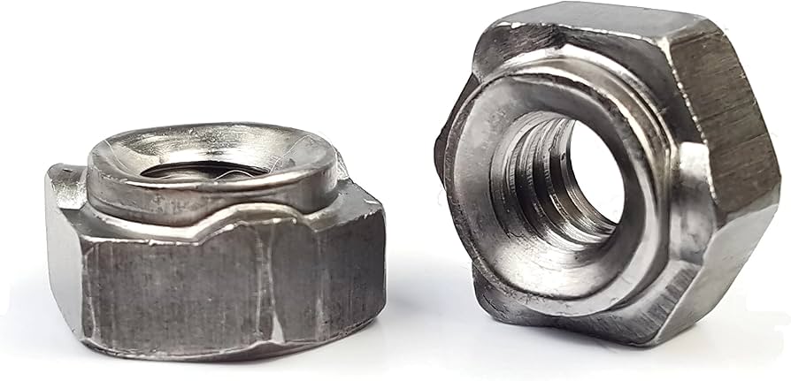 Picture of Brighton Best W85101 M6X1.00-6H Hex Weld Nut, Short Pilot, 6 Projections,Plain Steel,Chrysler Specs